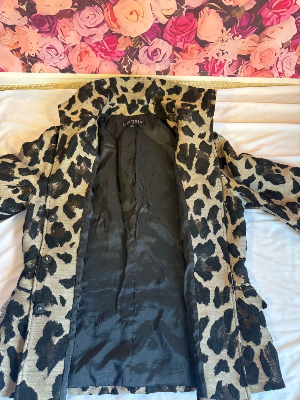 Lafayette 148 New York Leopard-Print Blazer in Black and Tan - Picture 7 of 8